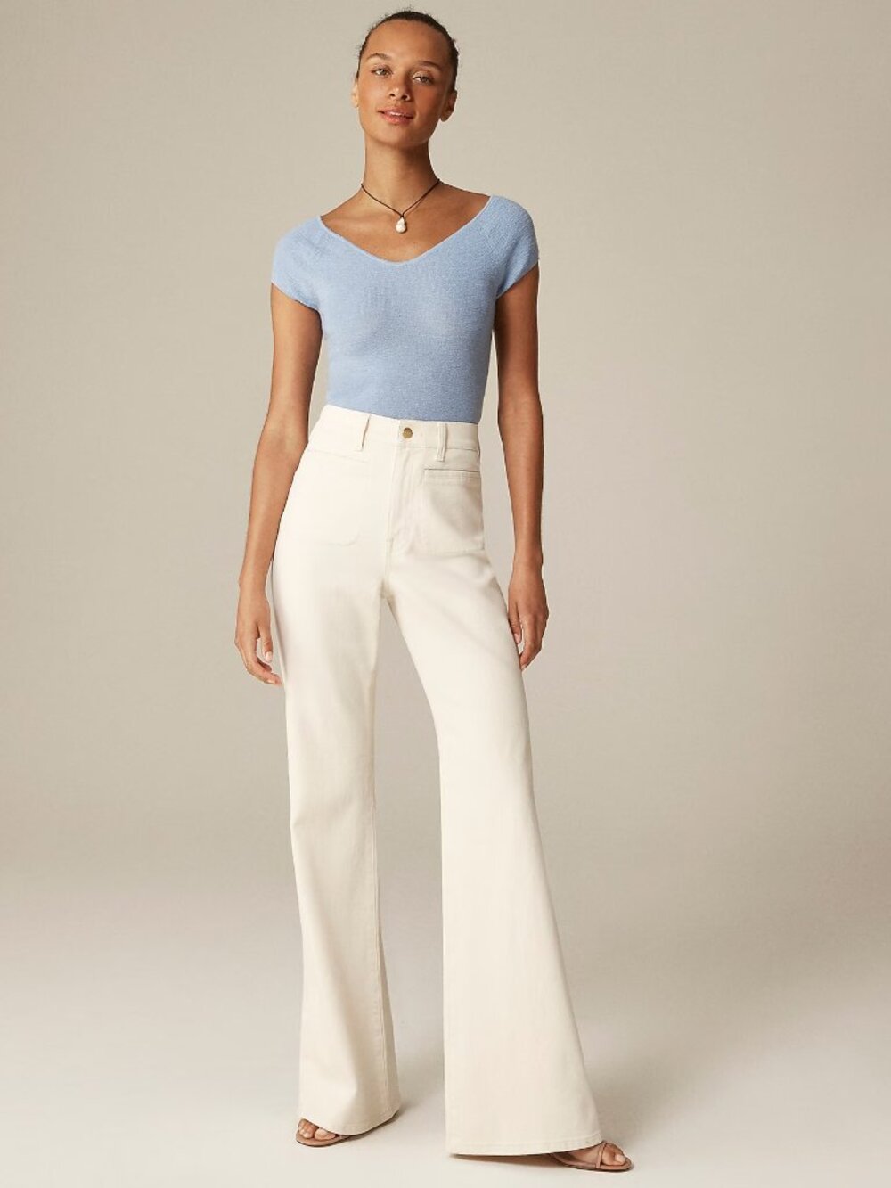 J. Crew | Ecru Wash Vintage Flare High Rise Stretch Denim Jeans NWT 32